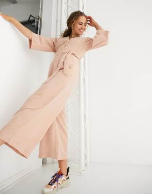 pink belted jumpsuit