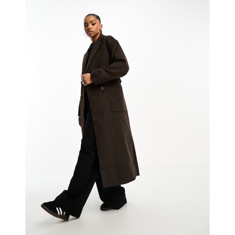 Monki long hotsell belted coat