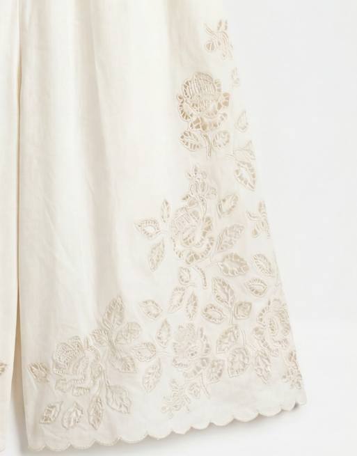 Monki - Bermuda en broderie anglaise fleurie - Blanc, 9 de 9