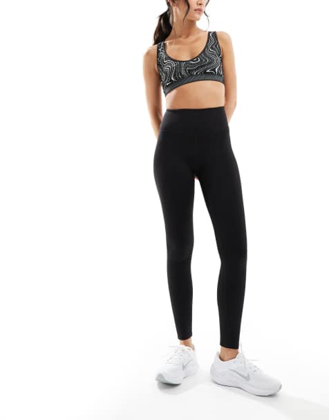 Monki – Bezszwowe czarne legginsy do jogi z podwyższonym stanem - view 1