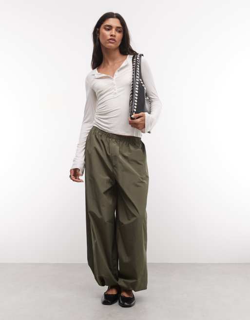 Monki biały top henley z długim rękawem, 2 z 4