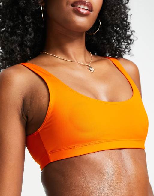 Monki – Bikini-Oberteil aus Polyester in Orange mit U-Ausschnitt vorne - ORANGE, 2 von 4
