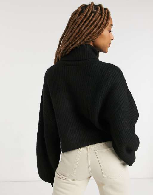 Cropped black 2025 turtleneck jumper