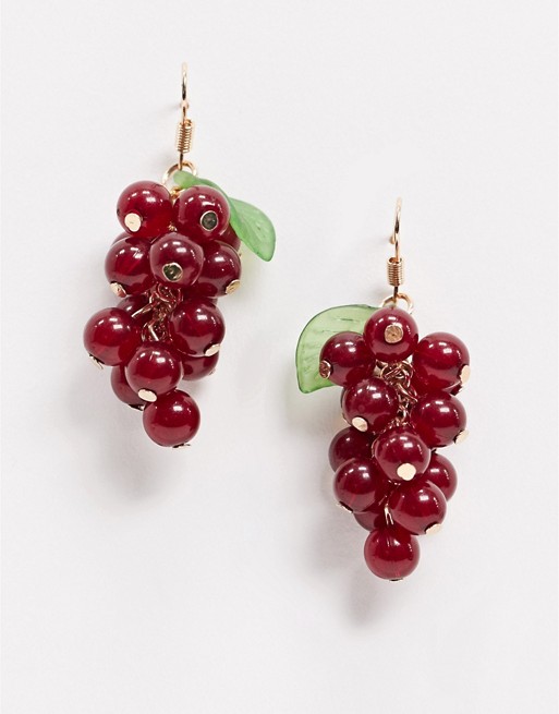 Monki Blanca grape earrings in red