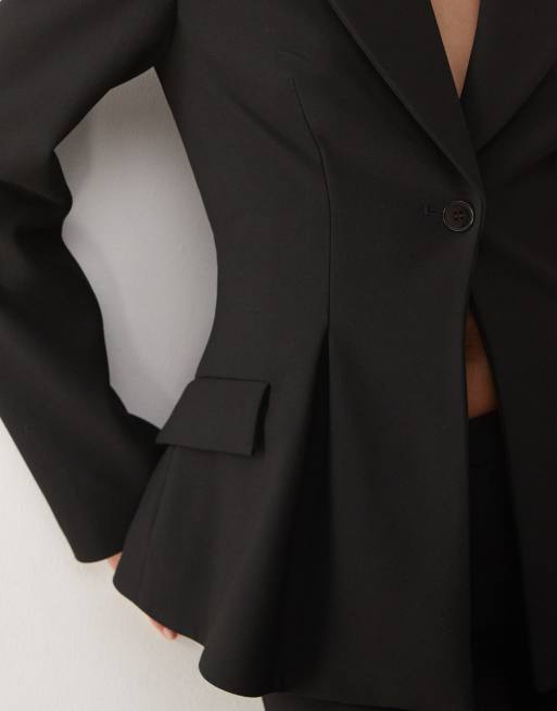 Monki - Blazer de tailleur d'ensemble cintré à la taille - Noir, 3 de 4