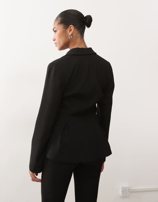 Monki - Blazer de tailleur d'ensemble cintré à la taille - Noir, 4 de 4
