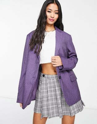 Monki tailored blazer in purple melange - ASOS Price Checker