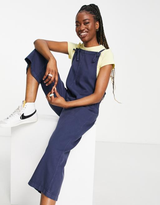 Monki - Bløde marineblå denim-overalls med forlommer