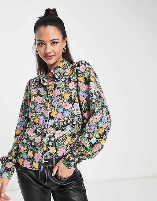 Monki blouse in multi floral print | ASOS
