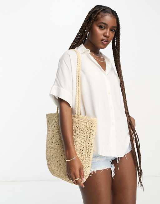 Monki - Blouse oversize coupe carrée - Blanc