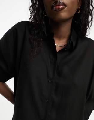 Blusa oversize squadrata nera-Black - Monki Camicia donna  - immagine3