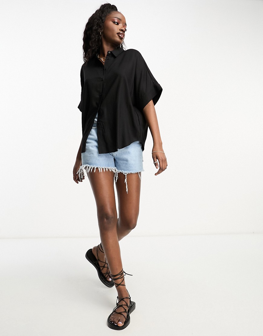 Blusa oversize squadrata nera-Black - Monki Camicia donna  - immagine1
