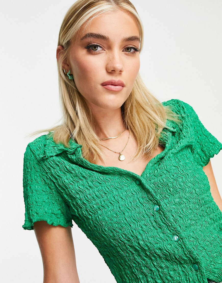 Blusa verde con colletto e bottoni sul davanti - Monki Camicia donna  - immagine2