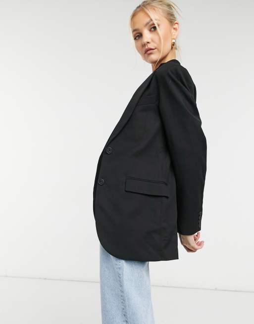 Stewart Island Deter Aarzelen Monki Blush relaxed fit blazer in black | ASOS