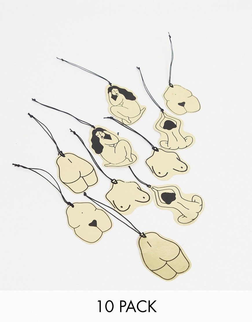 Monki body 10 pack Christmas tree decorations in gold