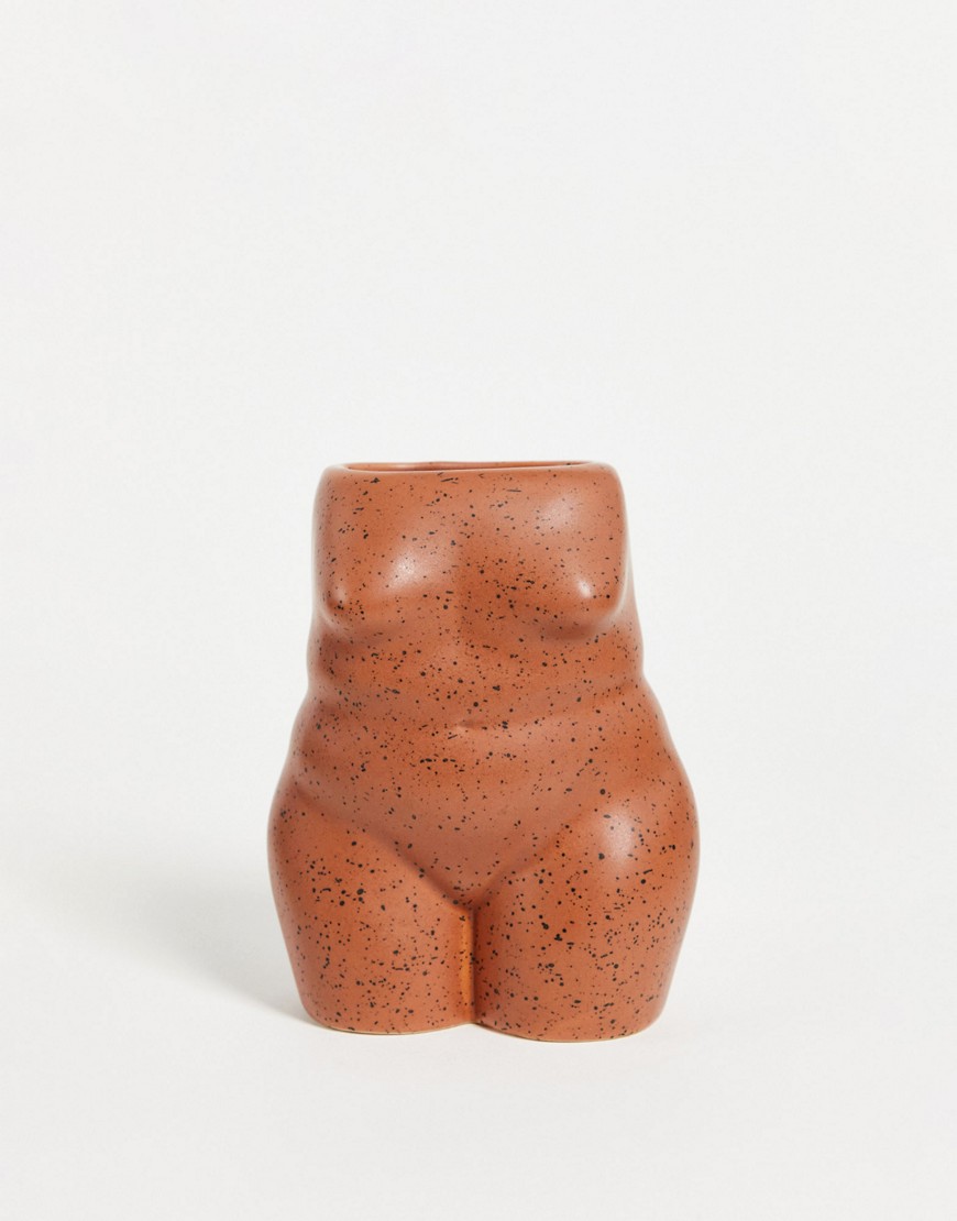 Monki body pot vase in brown speckle