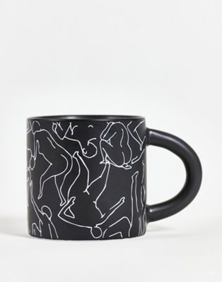 Monki body print mug in matte black