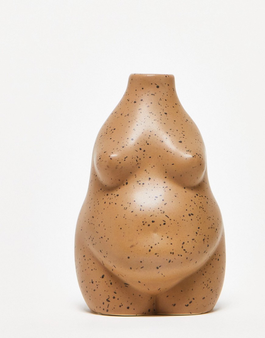 Monki body shape candle holder in brown