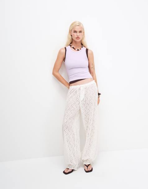 Monki boho blondebukser med ballonben i råhvid - view 1