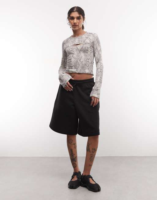 Monki boléro à manches longues imprimé serpent gris, 2 de 4