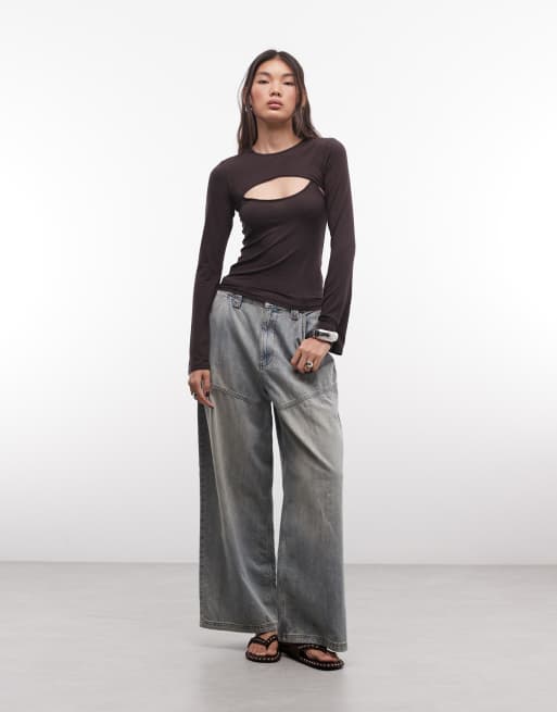 Monki - bolero top entallado de manga larga en marrón oscuro, 4 de 4