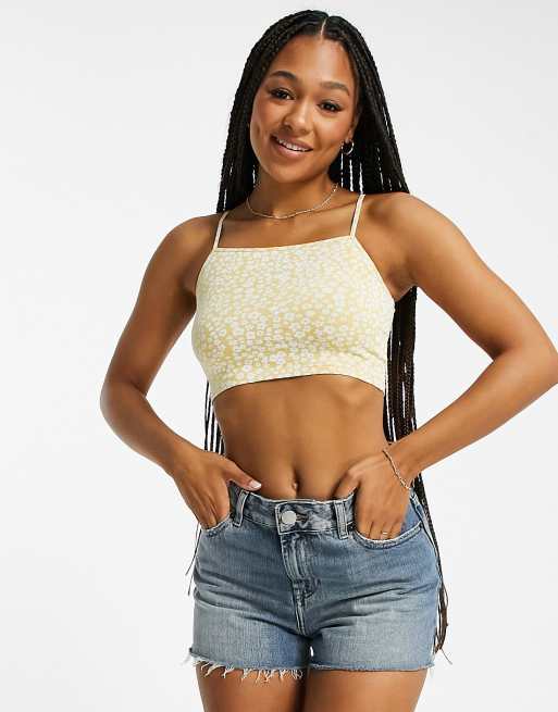 Yellow flower hot sale crop top