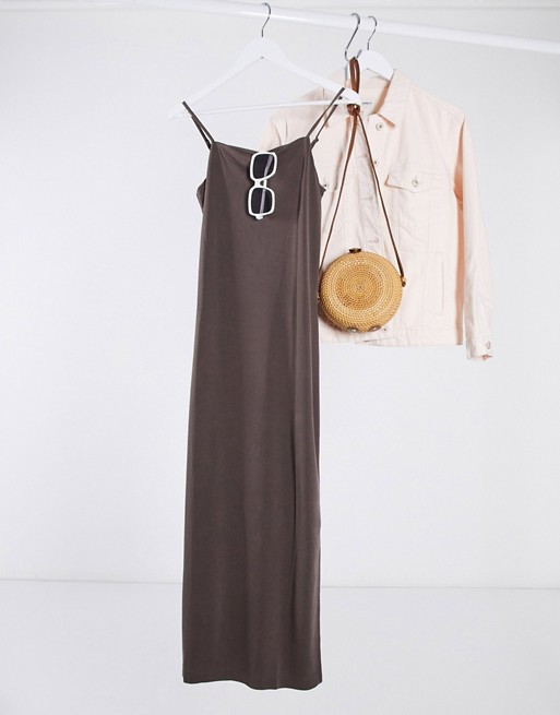 Monki Bonita cami slip dress in brown