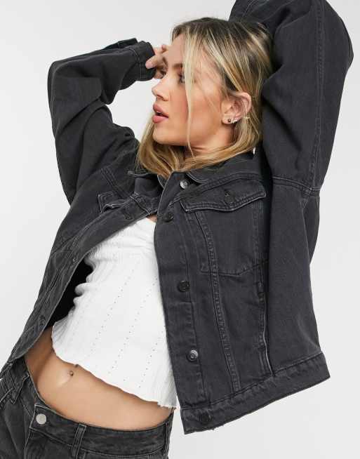 Monki black denim store jacket