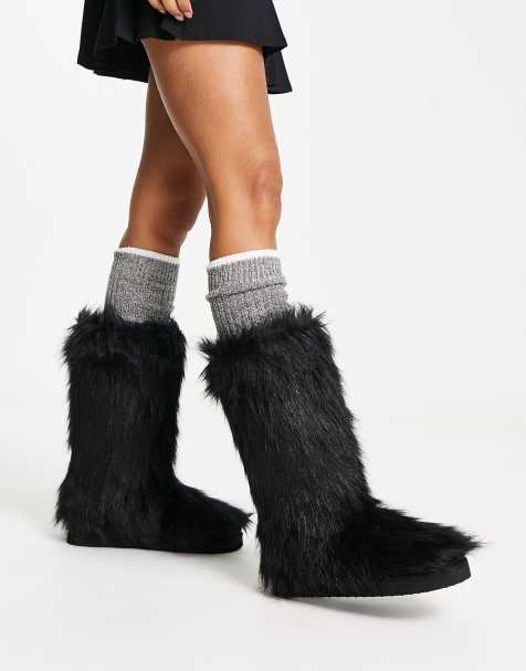 Monki - Bottes en fourrure - Noir - view 1