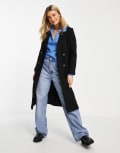 [Monki] Monki boucle double breasted coat in black S Black