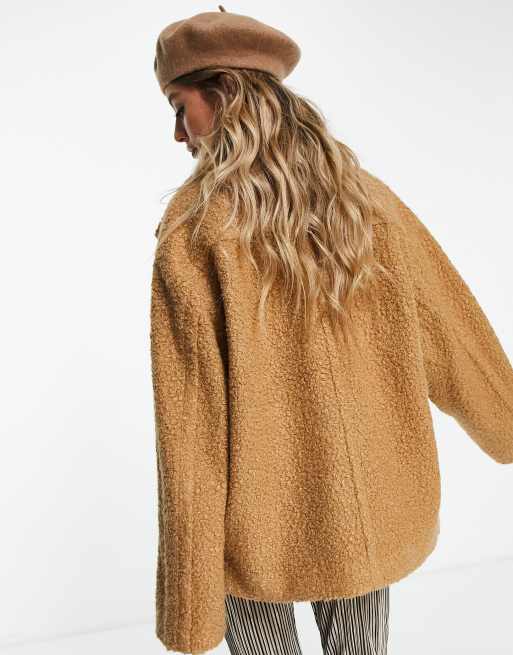 Camel on sale boucle coat