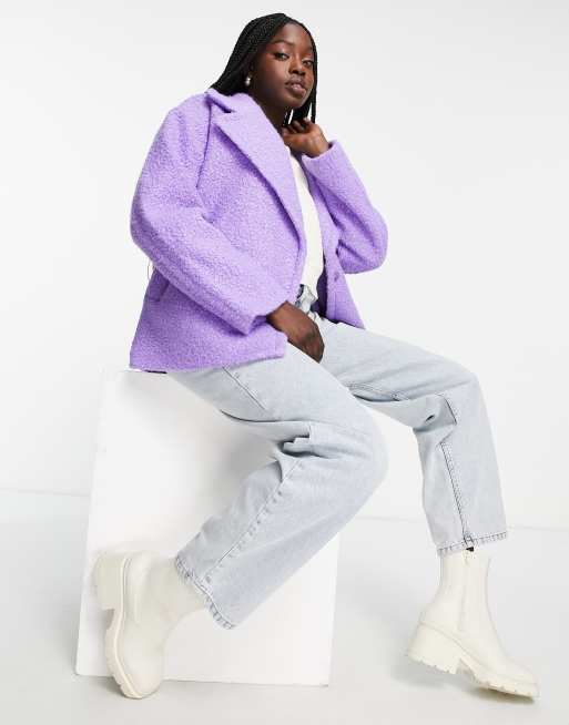 Monki boucle jacket in purple