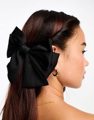 Monki bow hair clip in black