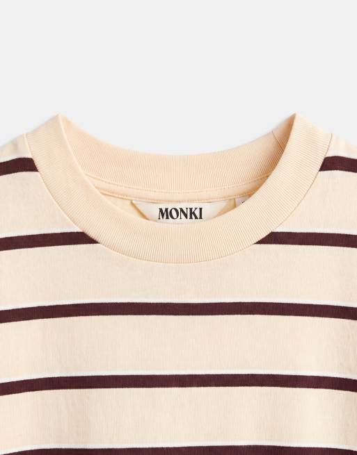 Monki boxig topp med långa ärmar i gult och burgundy, 8 av 8