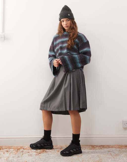 Monki boxy sweater with faded stripes in blue, 4 of 4