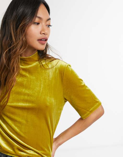 Yellow store velvet shirt