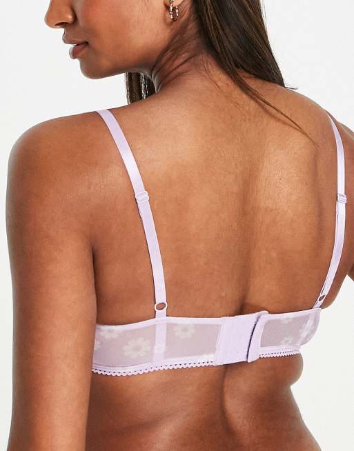 Monki - Bralette met fijne bloemenprint in lila, 2 van 4