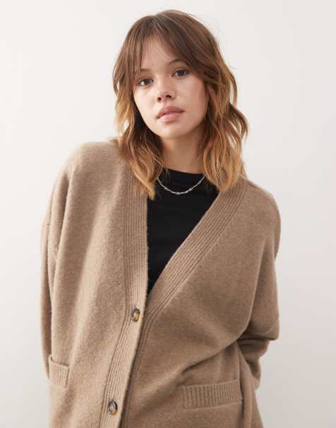Monki oversized cardigan in brown