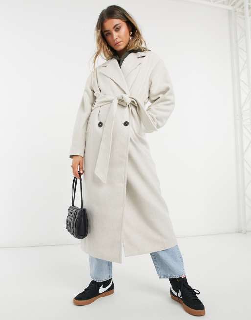 Monki Brix Manteau oversize avec ceinture Beige