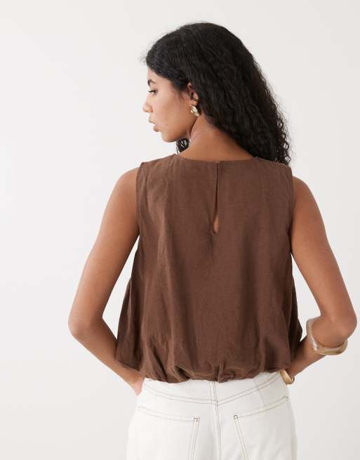 Monki – Brun, bubblig topp i linnemix, 3 av 4