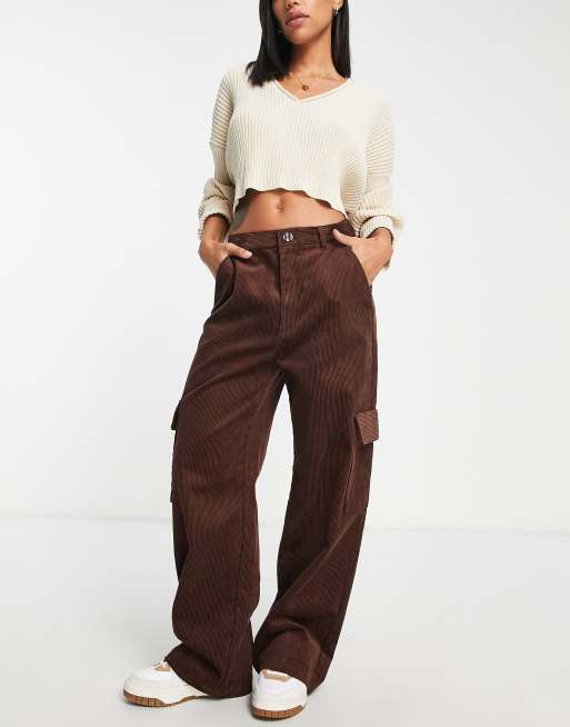 Monki – Bruna cargobyxor i manchester 