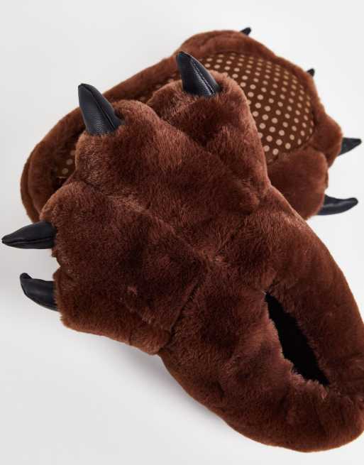 Monki – Bruna innetofflor i fuskpäls med monsterfots-design , 4 av 4