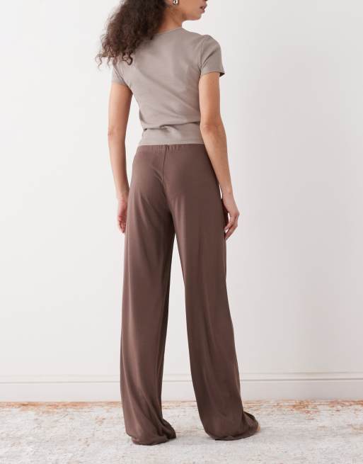 Monki – Bruna, mjuka byxor med vida ben, 2 av 5