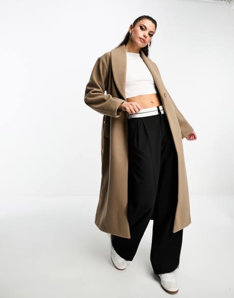 Monki – Brungrå kappa i oversize med skärp - view 1