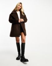 Monki borg teddy jacket in brown | ASOS