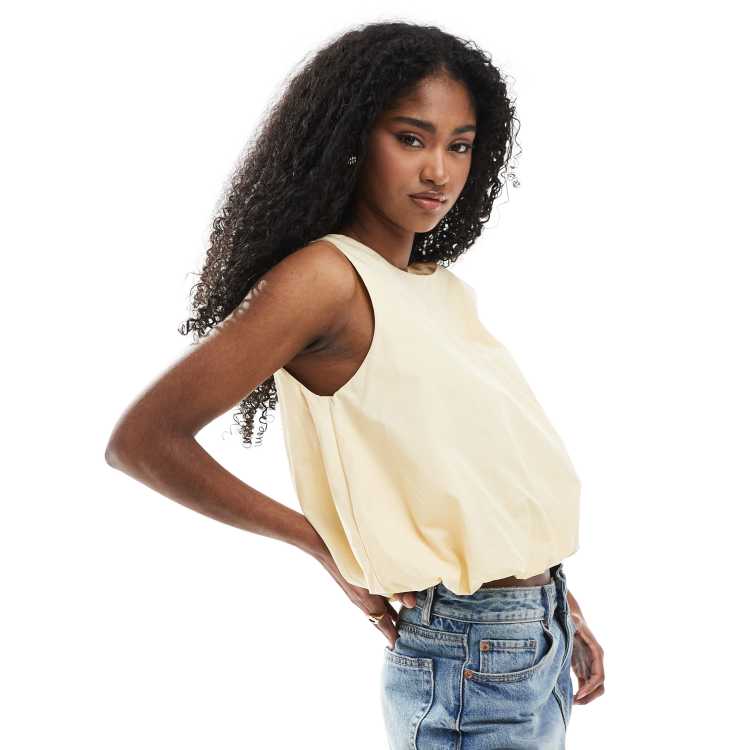 Monki bubble top in butter yellow | ASOS
