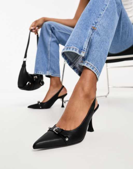 Black buckle heels best sale