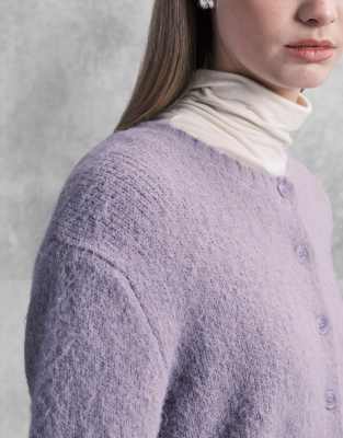 Monki Button Front Cardigan In Purple