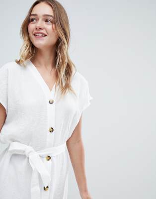 button front cotton dress