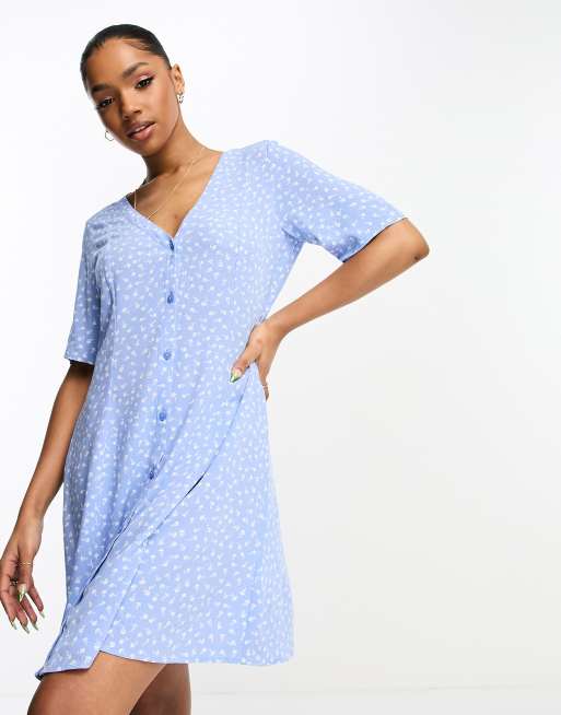 Blue button 2025 through dress